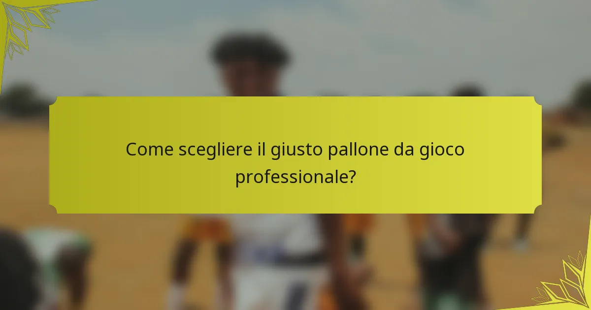 Come scegliere il giusto pallone da gioco professionale?