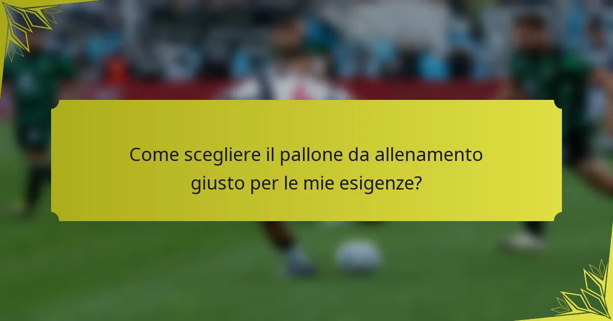 Come scegliere il pallone da allenamento giusto per le mie esigenze?
