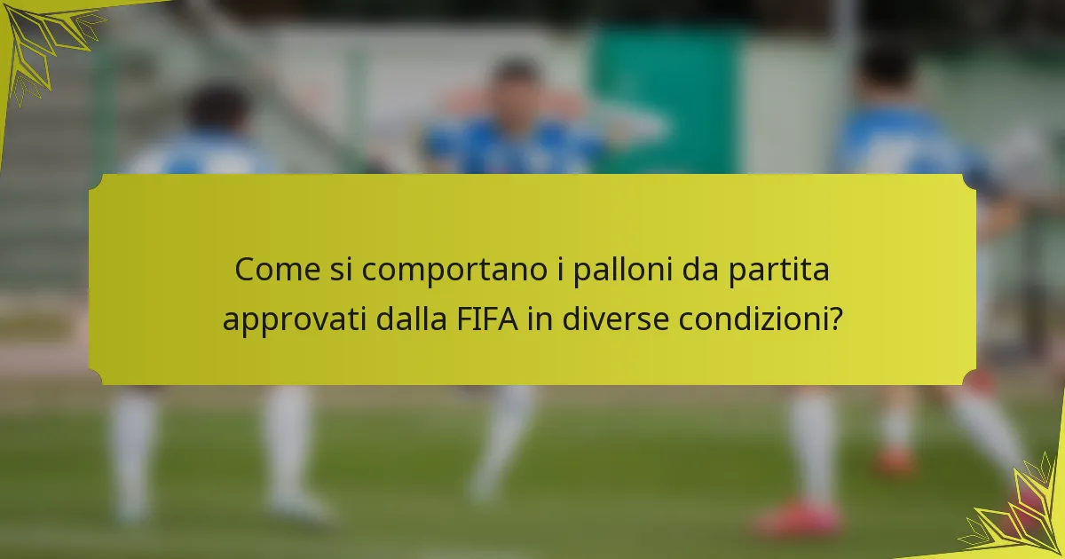 Come si comportano i palloni da partita approvati dalla FIFA in diverse condizioni?