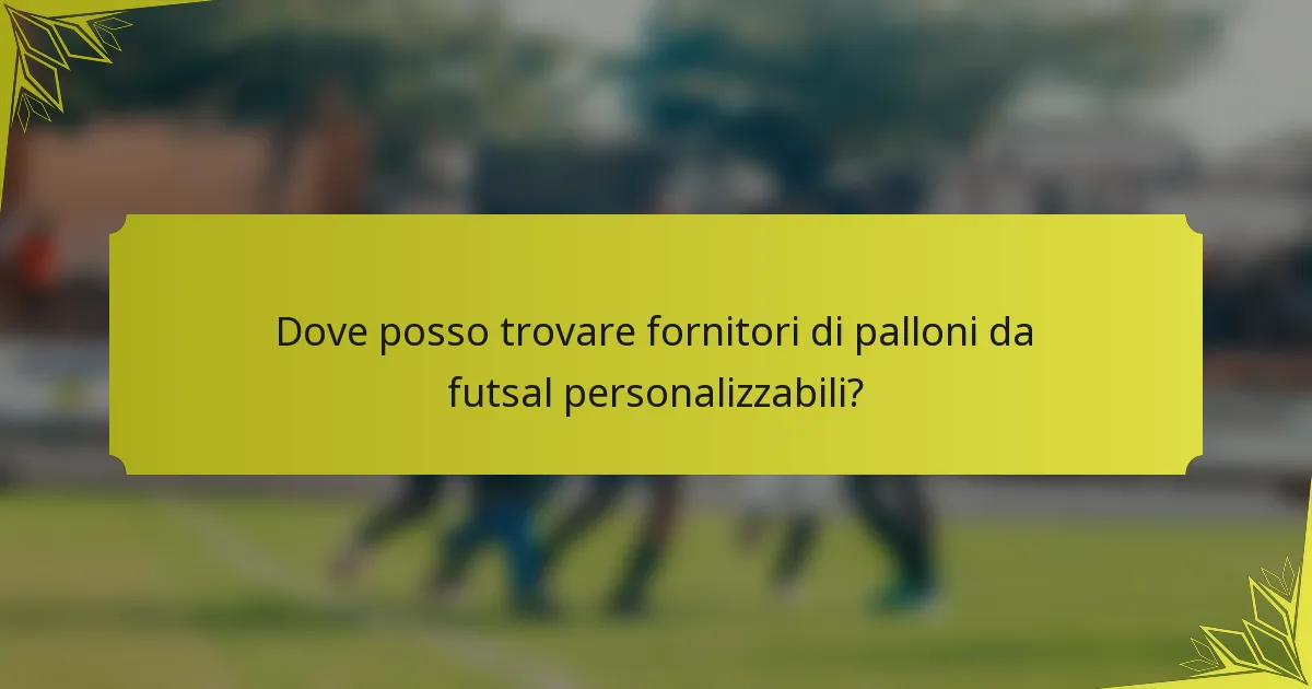 Dove posso trovare fornitori di palloni da futsal personalizzabili?