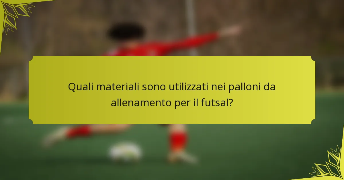 Quali materiali sono utilizzati nei palloni da allenamento per il futsal?