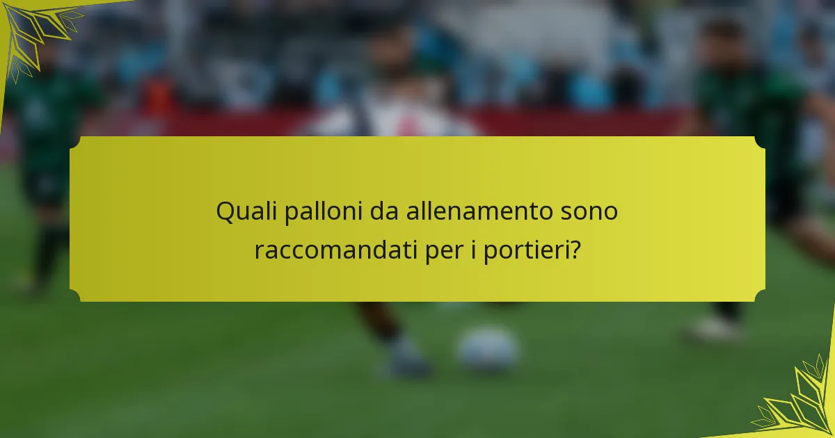 Quali palloni da allenamento sono raccomandati per i portieri?