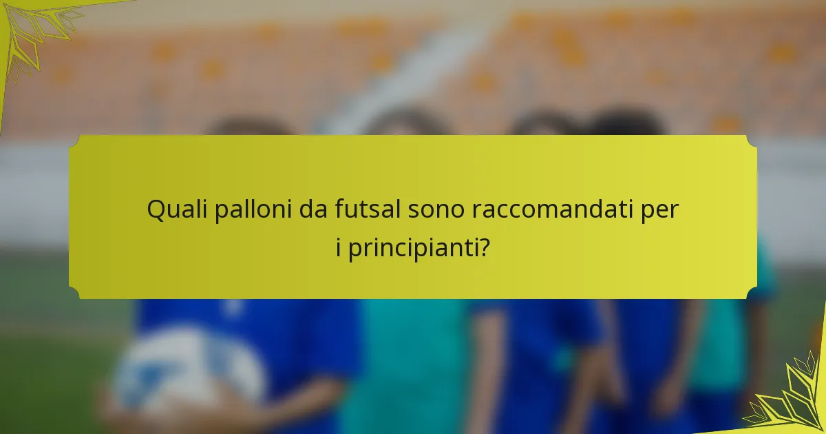 Quali palloni da futsal sono raccomandati per i principianti?