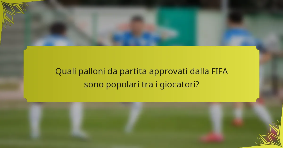 Quali palloni da partita approvati dalla FIFA sono popolari tra i giocatori?