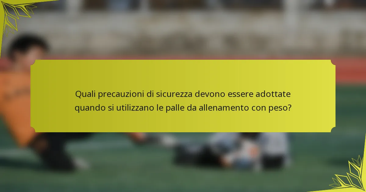 Quali precauzioni di sicurezza devono essere adottate quando si utilizzano le palle da allenamento con peso?