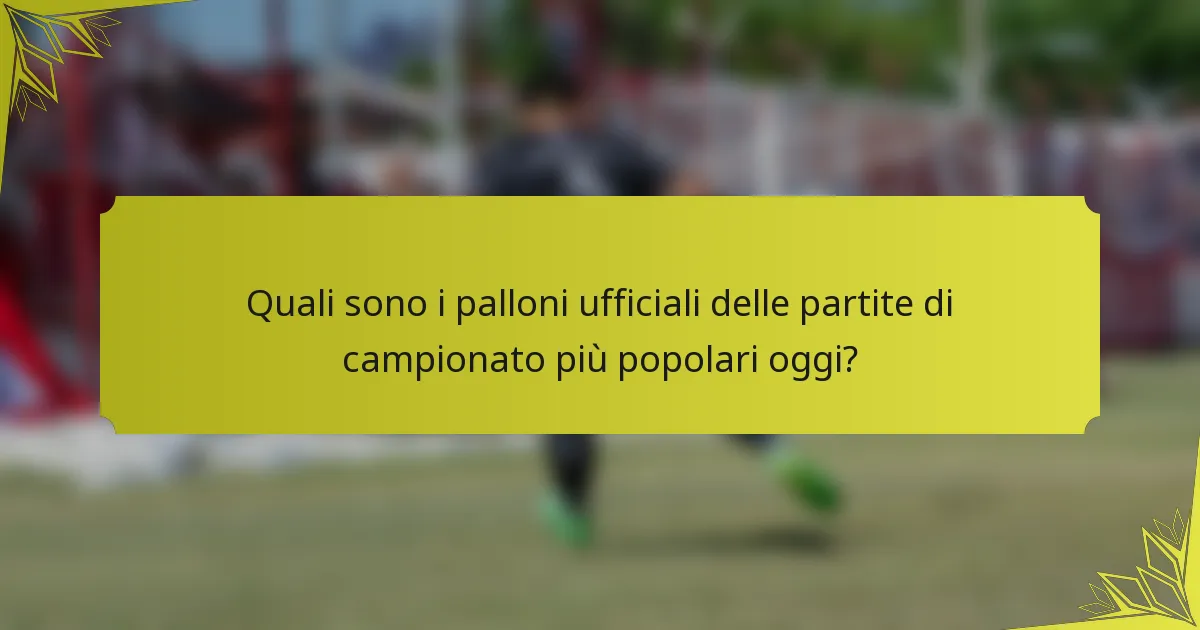 Quali sono i palloni ufficiali delle partite di campionato più popolari oggi?