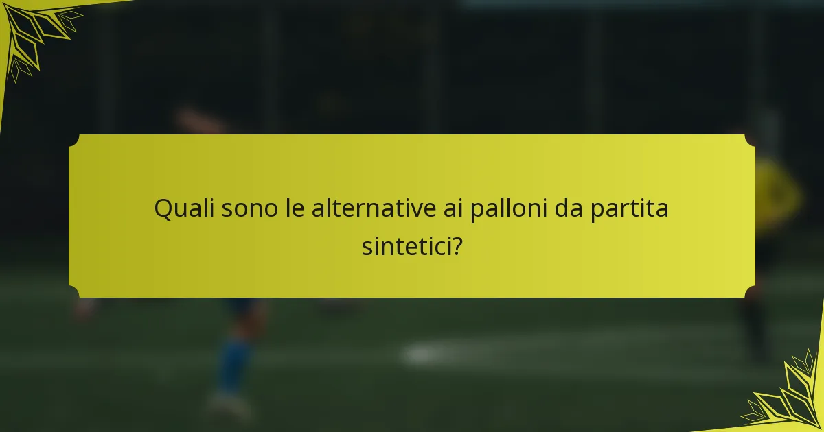 Quali sono le alternative ai palloni da partita sintetici?