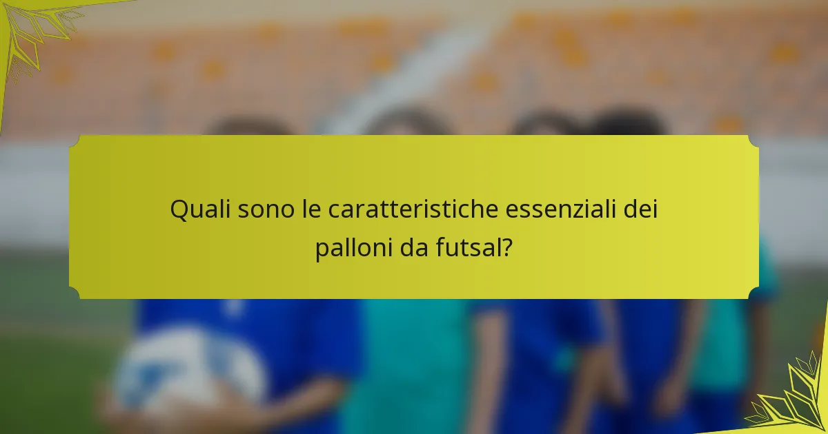Quali sono le caratteristiche essenziali dei palloni da futsal?