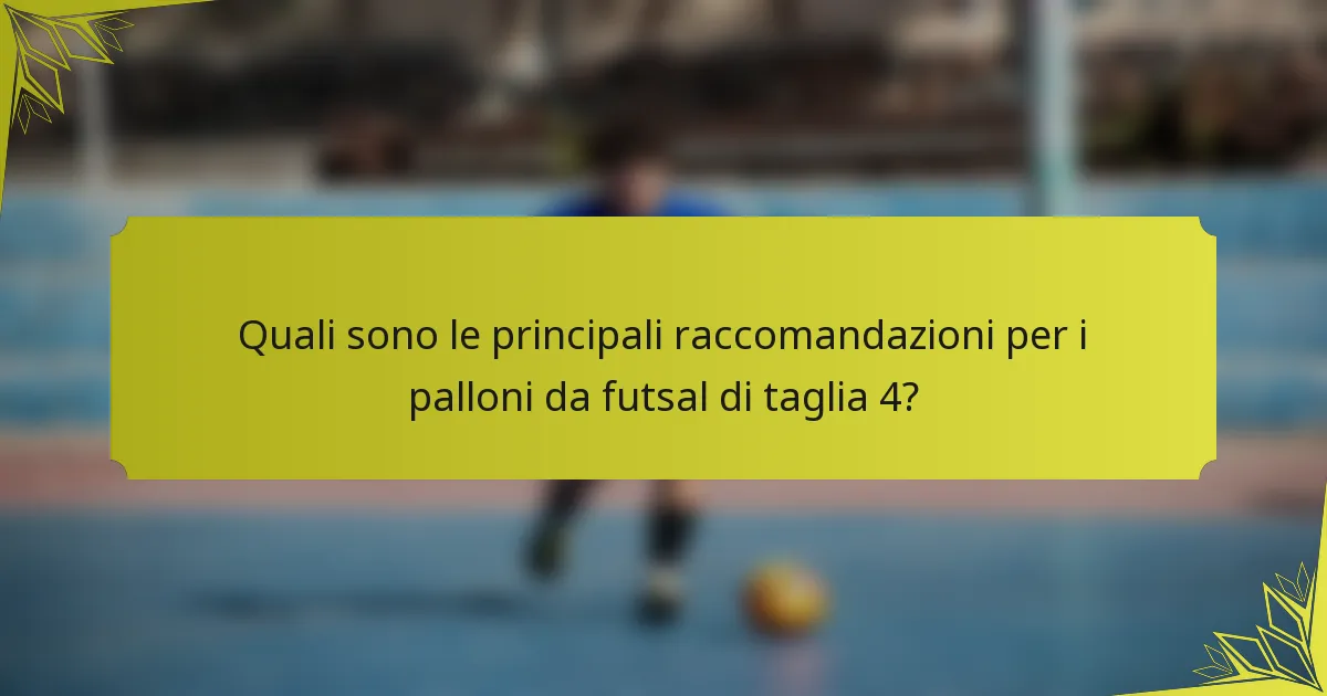 Quali sono le principali raccomandazioni per i palloni da futsal di taglia 4?