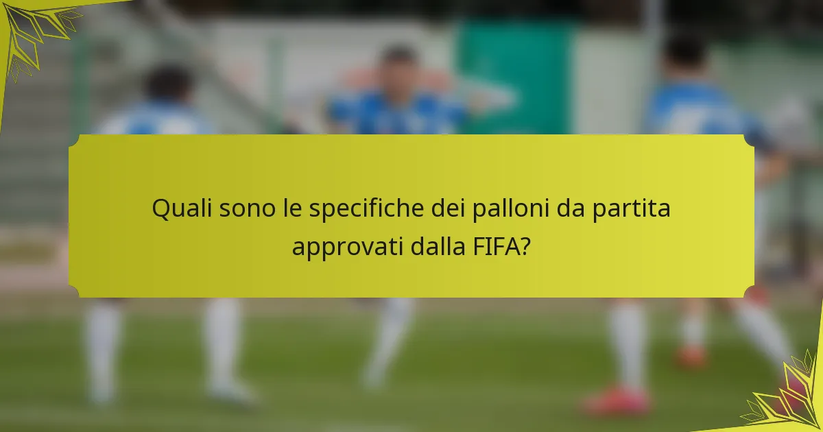 Quali sono le specifiche dei palloni da partita approvati dalla FIFA?
